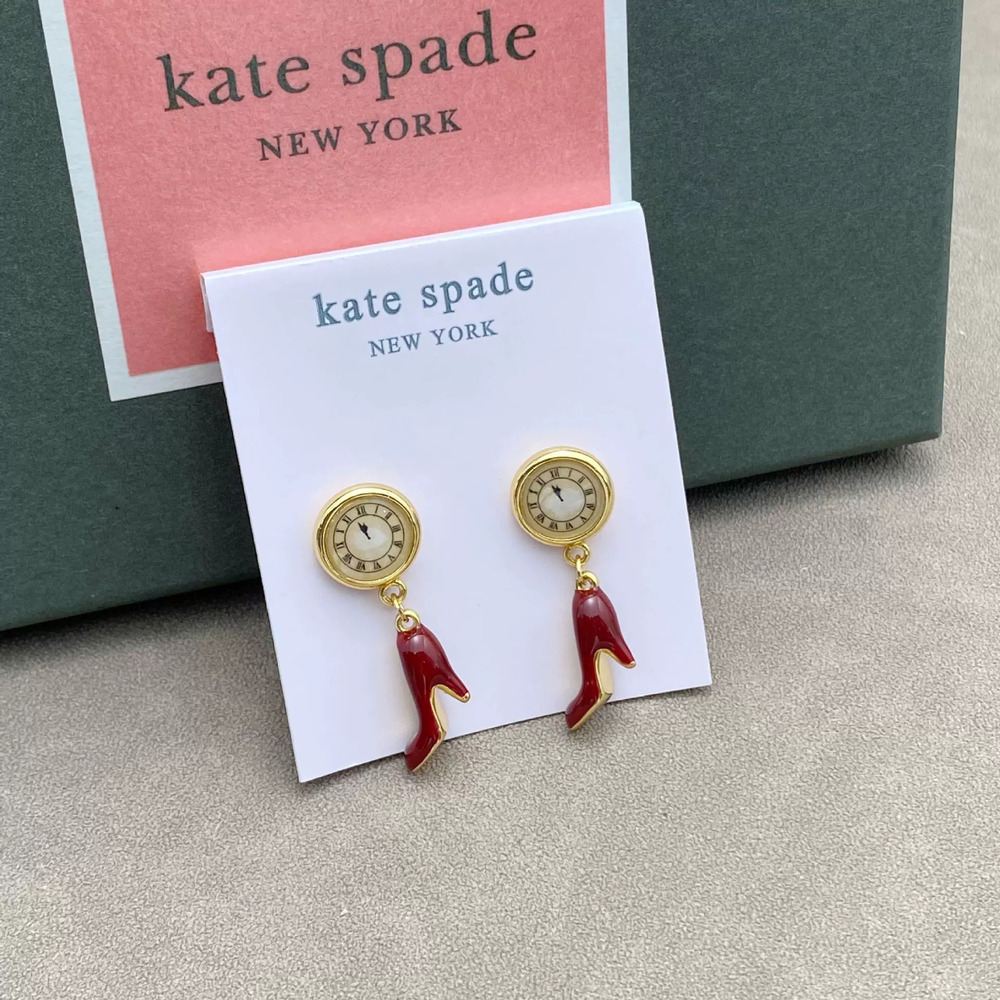 kate spade Crystal Shoe Enamel Clock Silver Needle Earrings